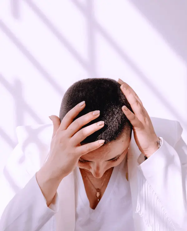 woman stressed in office