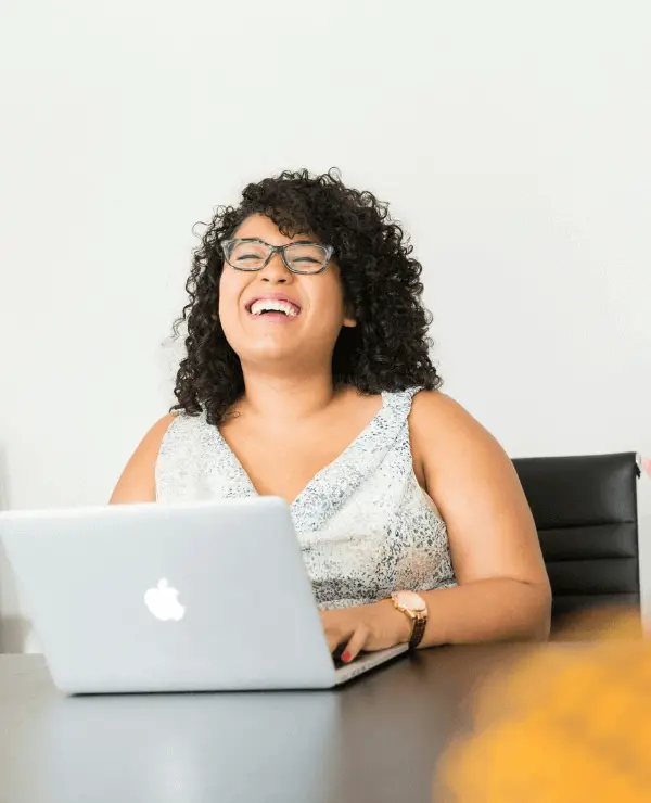 woman smiling in office